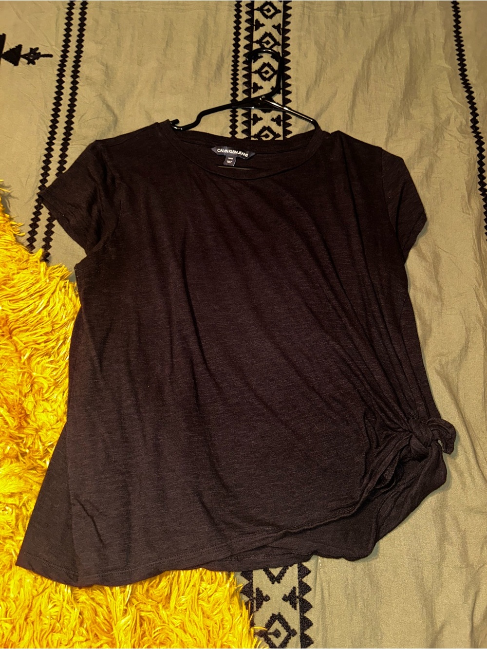 Calvin Klein Black Short Sleeve Tee with Side Knot